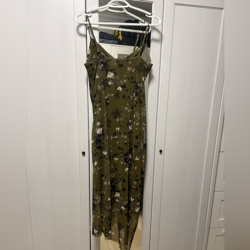 All Saints Olive Green Floral Cowl Neck Slip Dress - Picture 2 of 4
